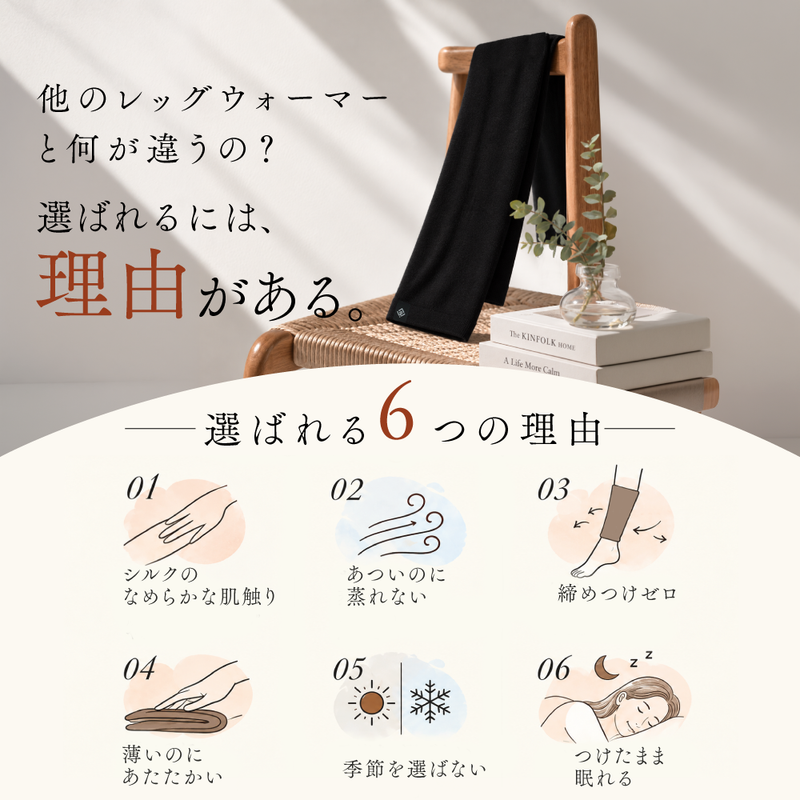 【単品】IMIEL -WARM- シルク混レッグウォーマー｜持ち歩ける温活